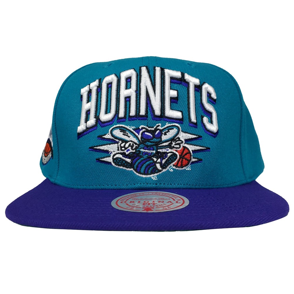 Charlotte Hornets Mitchell & Ness NBA Snapback Hat Cap 3D Logo Teal Purple NWT